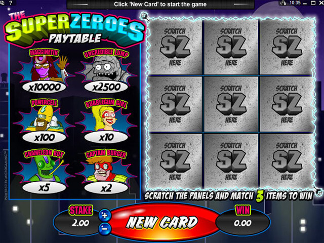 Super Zeroes Scratch Card