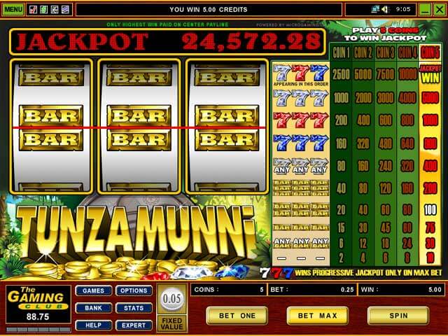 Tunzamunni progressive slot jackpot