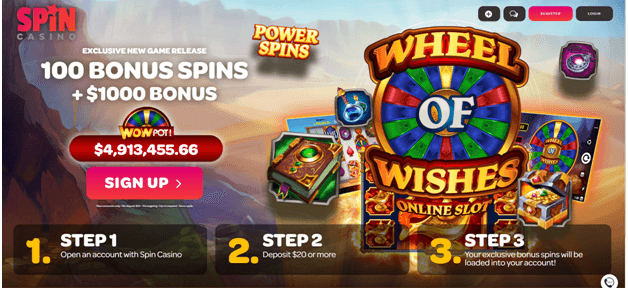 Spin Casino Wheel of wishes slots free spin bonus