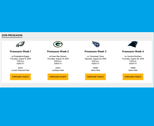 Pittsburgh steelers schedule