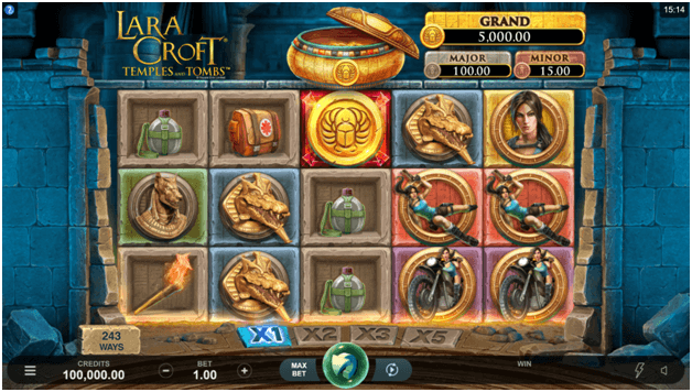 Lara Croft Temples and Tombs slots Features