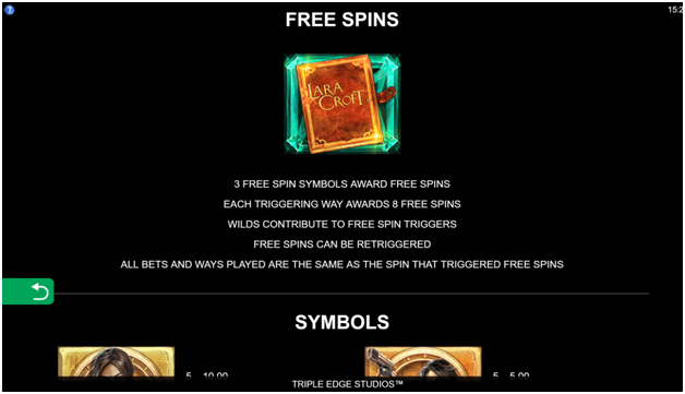 Lara Croft Temples and Tombs slots Free spins