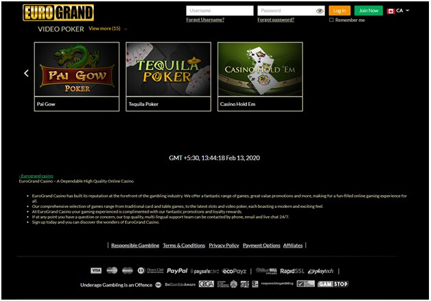 Eurogrand Canada free Pai Gow