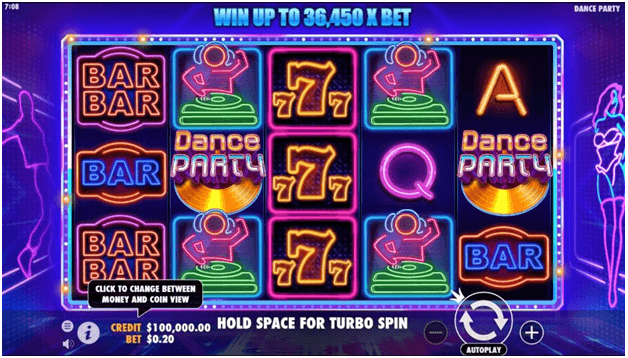 Dance Party free slots Canada- Slot features