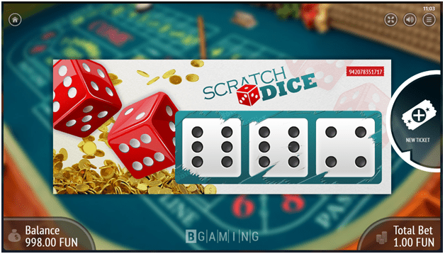 Scratch dice ticket